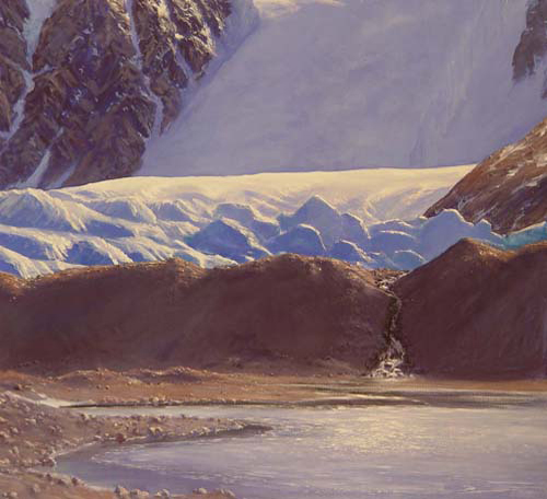 Glacier Moraine and WaterfallsDavid Rosenthal Oil Painting